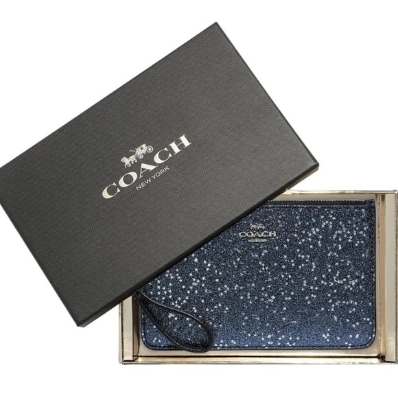 Coach Handbags - NWT Coach black "The Glitter" sparkly wristlet